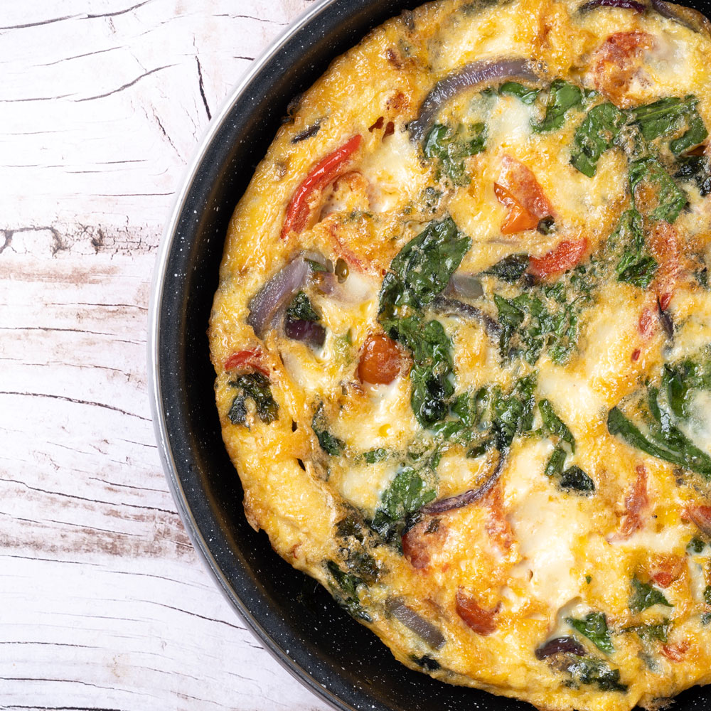 Frittata de verduras de temporada y queso de cabra